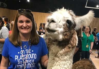 Mrs. Mones (with a llama!)